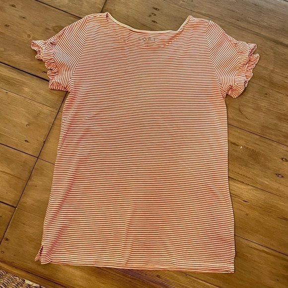 𝅺LOFT ruffled sleeve striped top - Picture 1 of 5